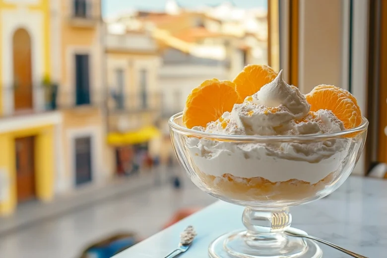 Creamsicle orange fluff in a glass bowl, ready to be served.