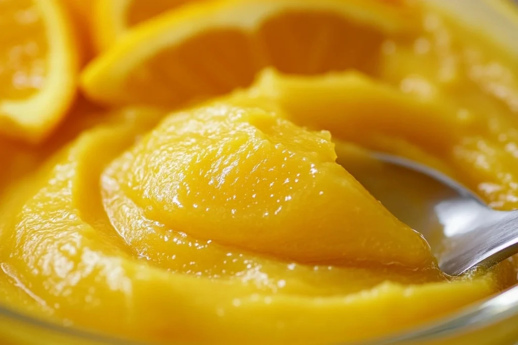 Creamsicle orange fluff in a glass bowl, ready to be served.