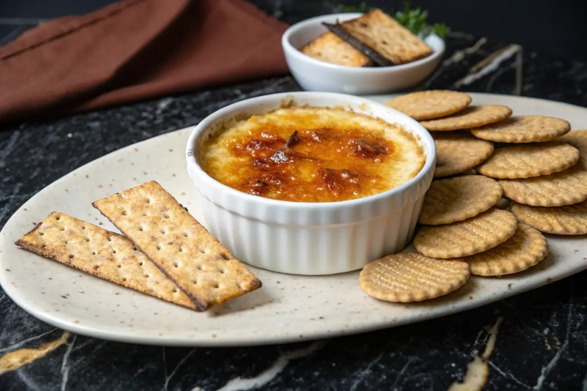 Delicious homemade crab brulee recipe in ramekins.