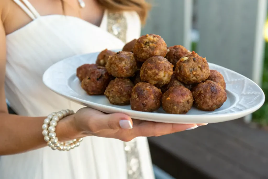 Savory sausage bites displayed on a platter