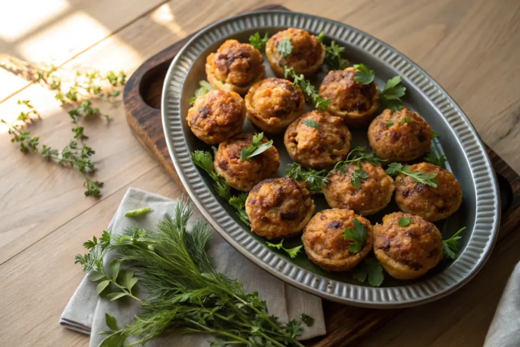 Savory sausage bites displayed on a platter