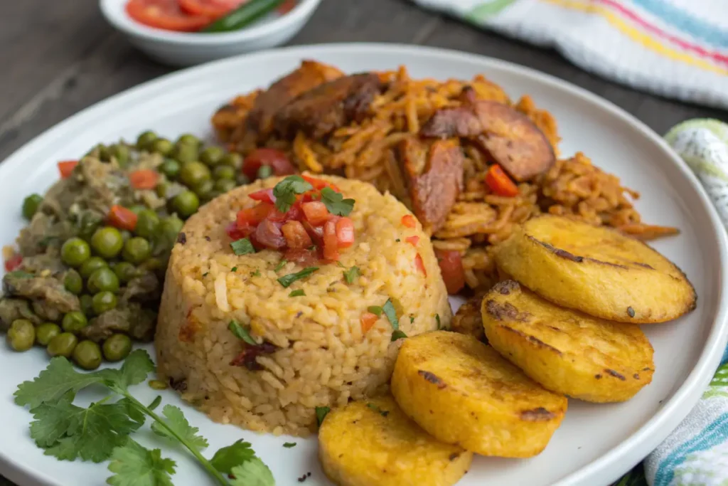 Puerto Rican lunch recipes featuring mofongo, arroz con gandules, and fried plantains