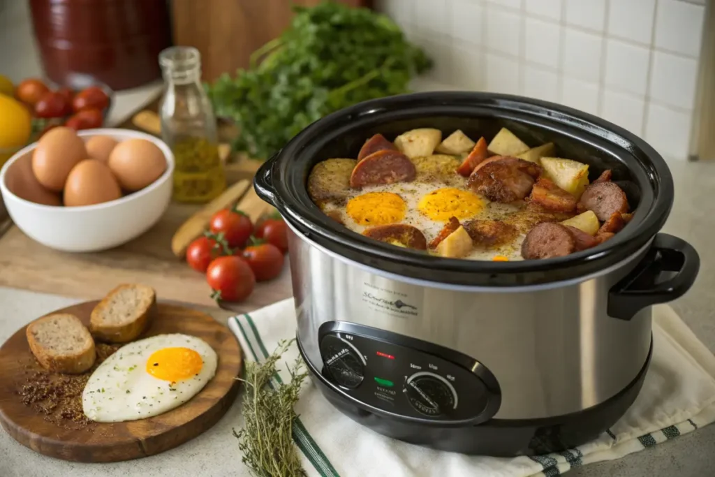 Crockpot breakfast recipes with a warm, comforting image