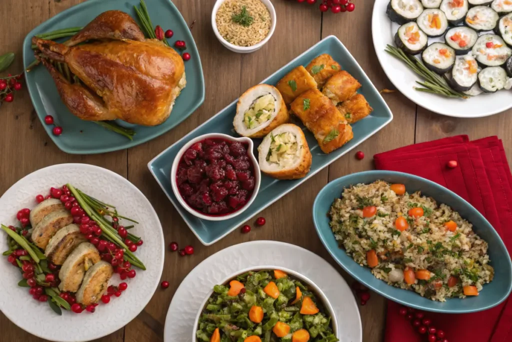 Delicious Christmas dinner ideas served on a festive table