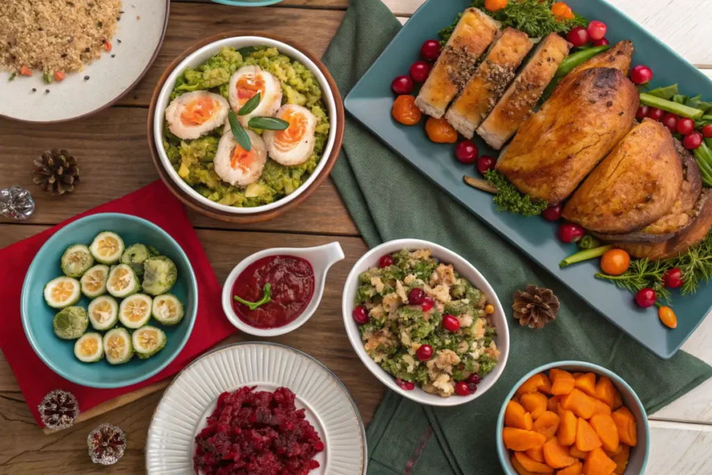 Delicious Christmas dinner ideas served on a festive table