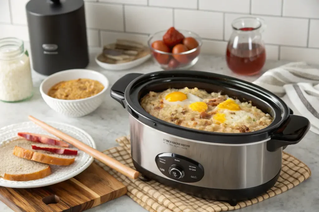 Crockpot breakfast recipes with a warm, comforting image