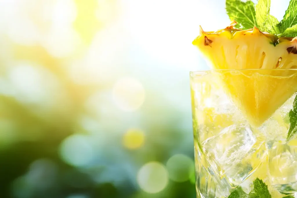 Refreshing glass of pineapple lemonade
