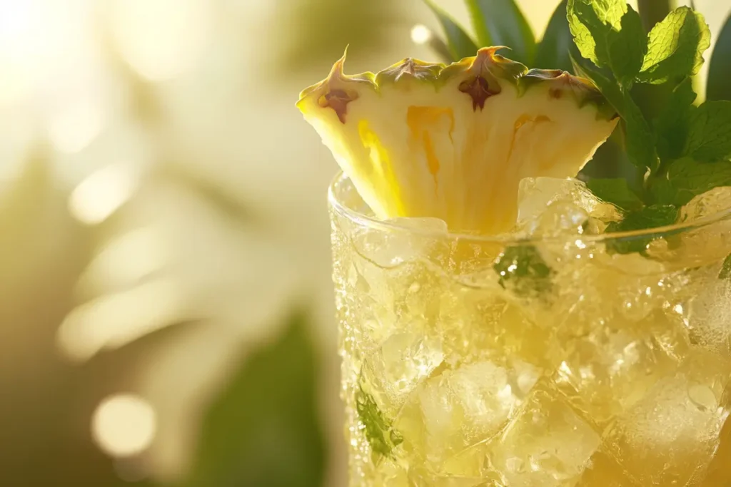 Refreshing glass of pineapple lemonade