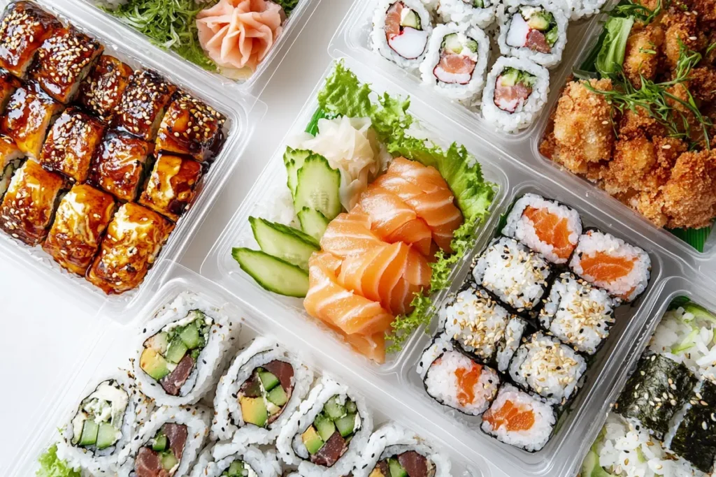 Delicious sushi lunch specials on a plate.