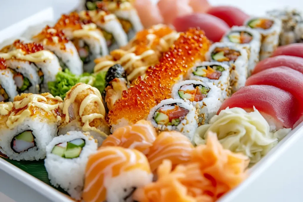 Delicious sushi lunch specials on a plate.