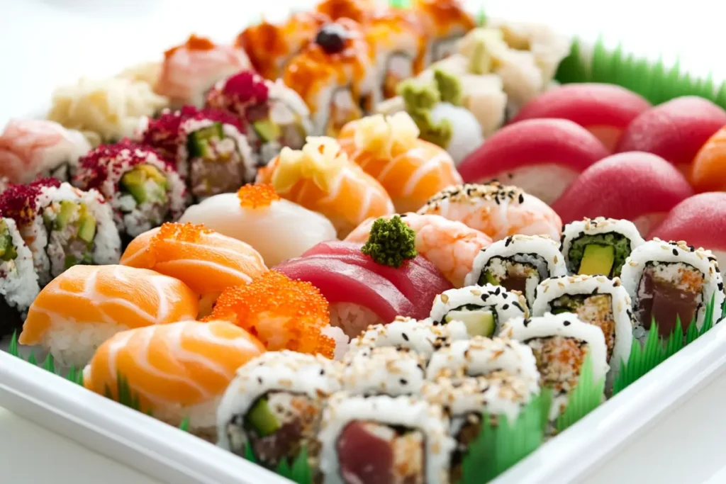 Delicious sushi lunch specials on a plate.