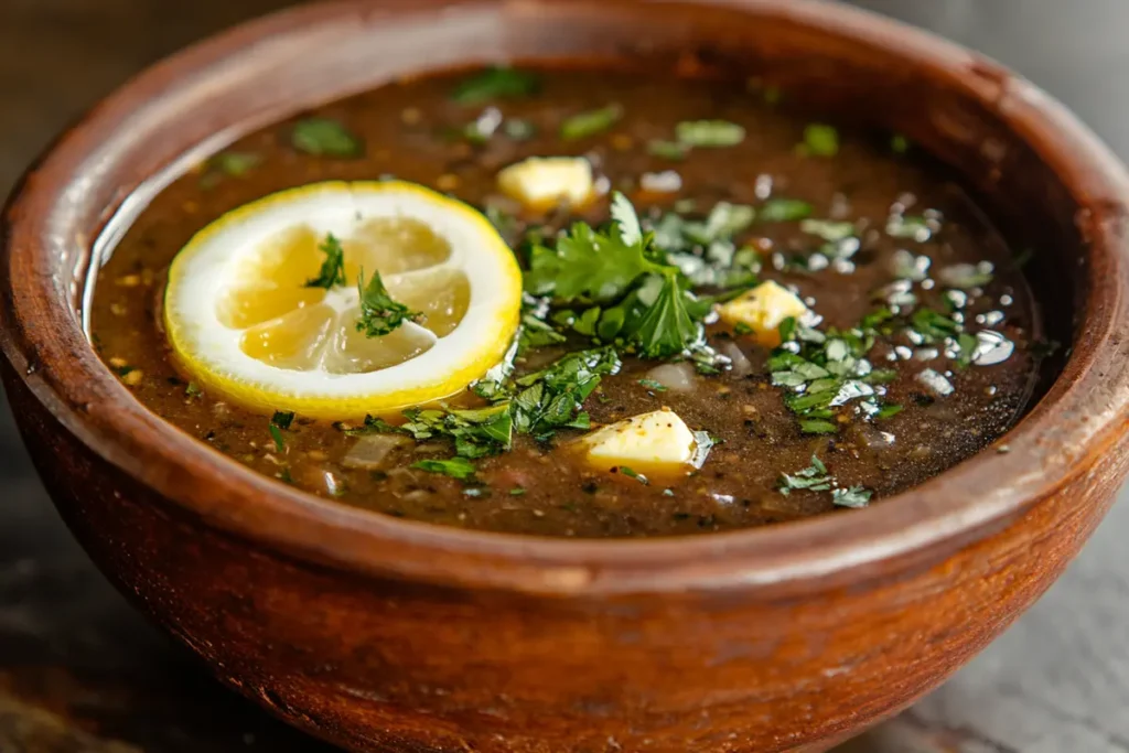 A bowl of mock turtle soup