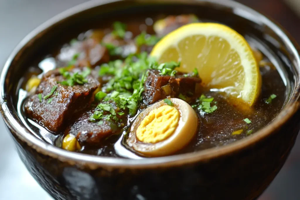 A bowl of mock turtle soup