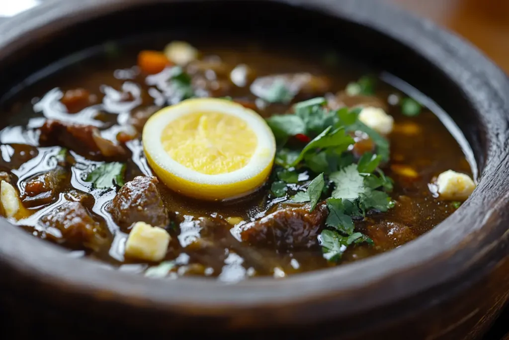 A bowl of mock turtle soup