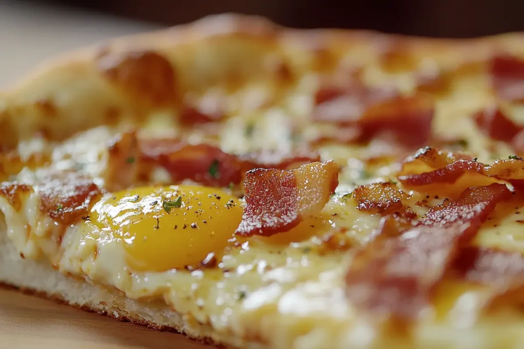 Delicious homemade breakfast pizza ready to serve.