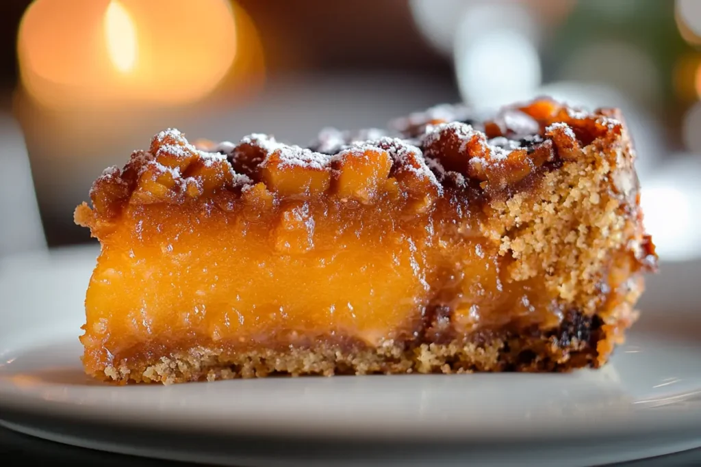 Delicious persimmon pudding cake on a plate