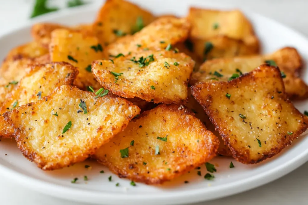 Delicious and crispy keto pizza chips on a plate