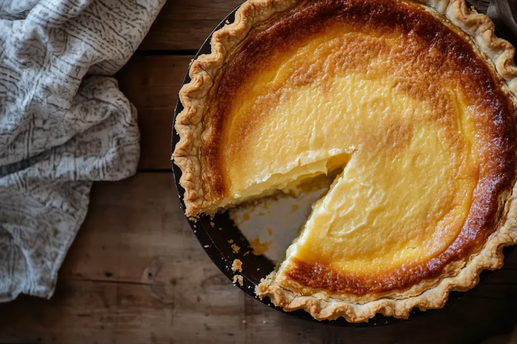 Southern Buttermilk Pie on a plate.