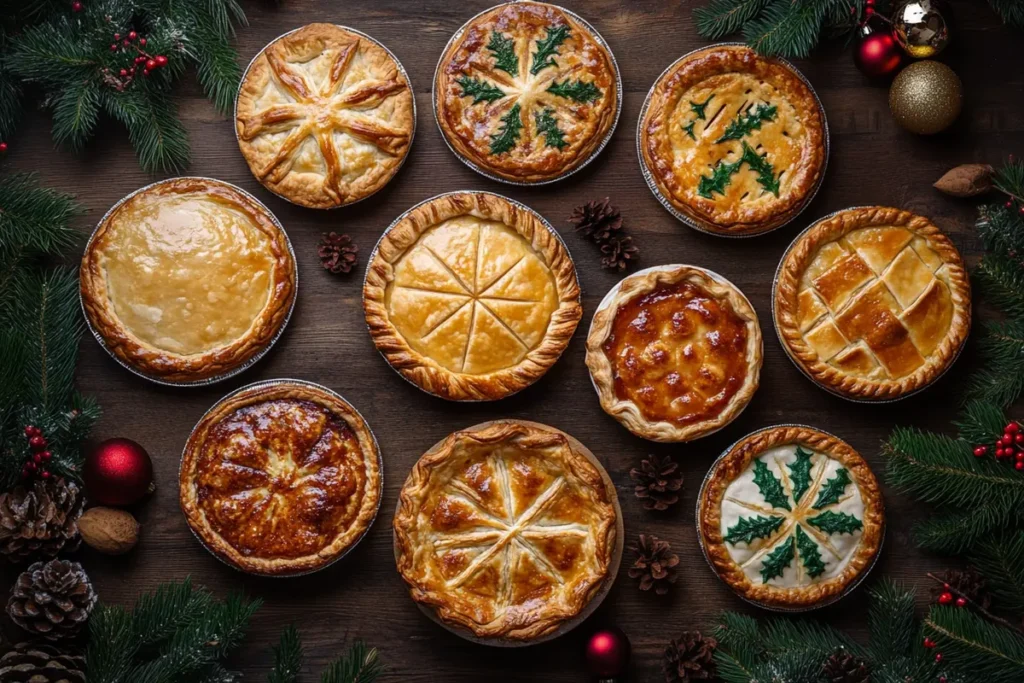 A beautiful selection of Christmas pies.