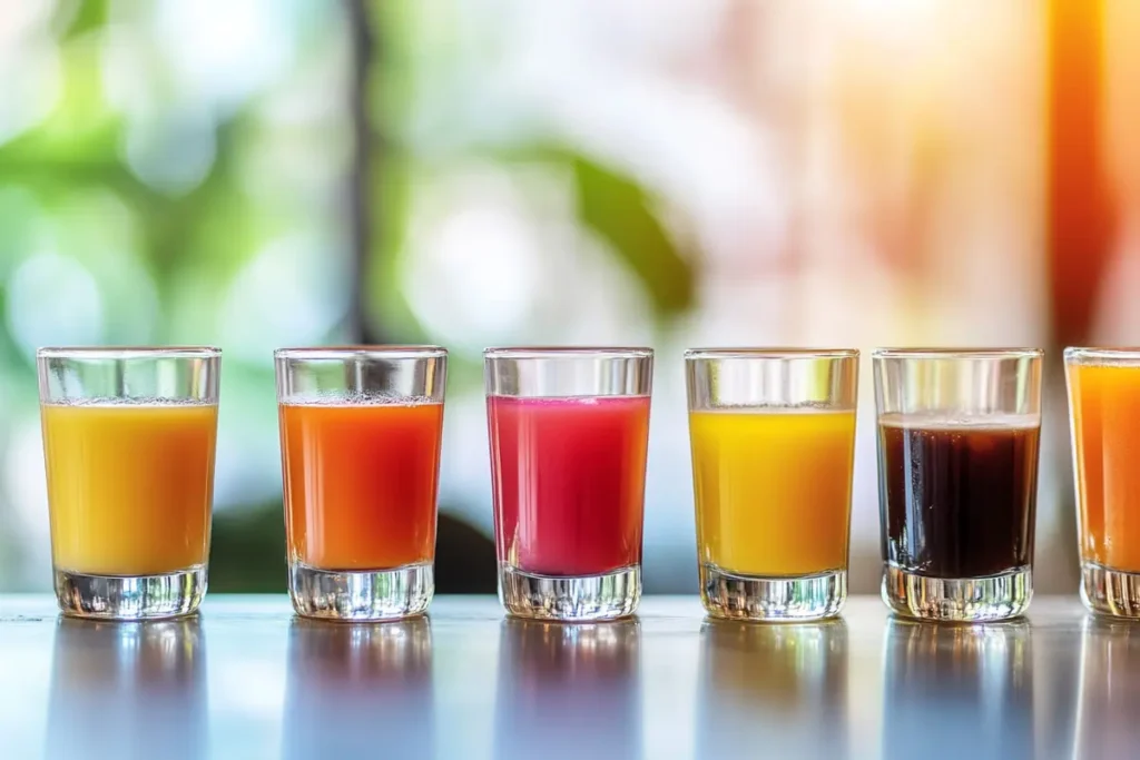 Breakfast shot recipe displayed in shot glasses