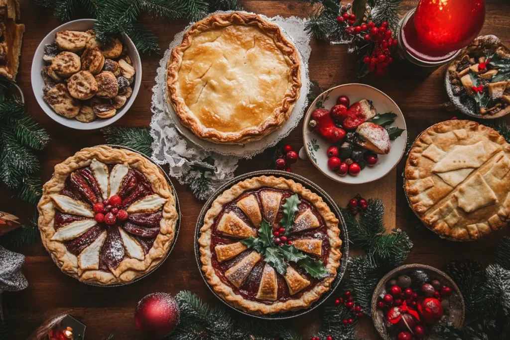 A beautiful selection of Christmas pies.