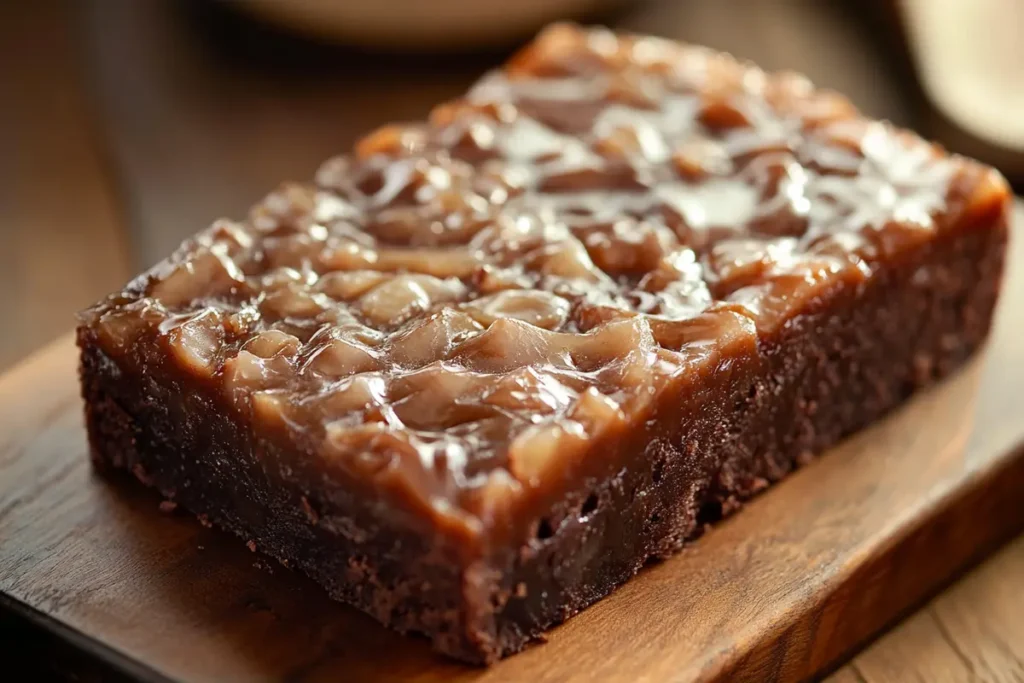 Delicious German chocolate cake on a plate