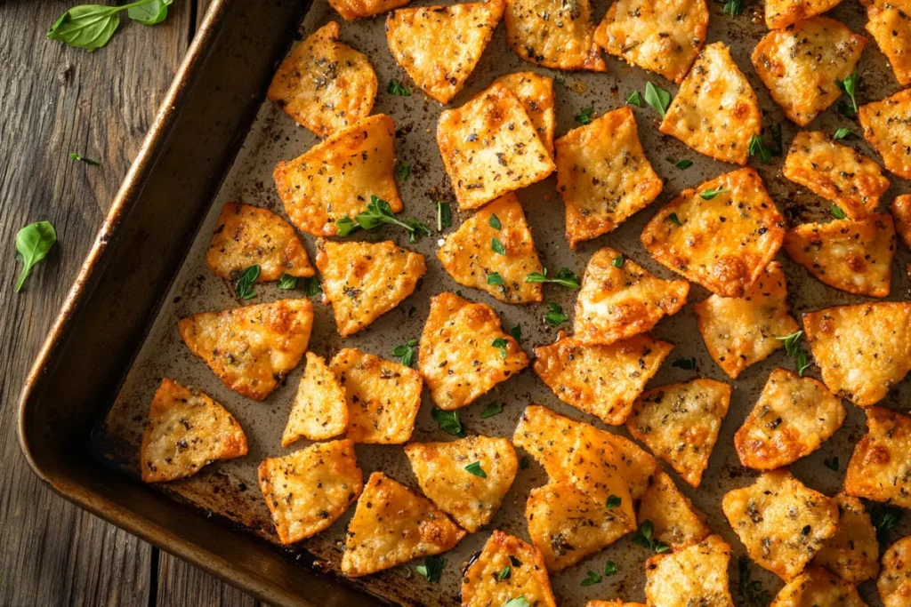 Delicious and crispy keto pizza chips on a plate