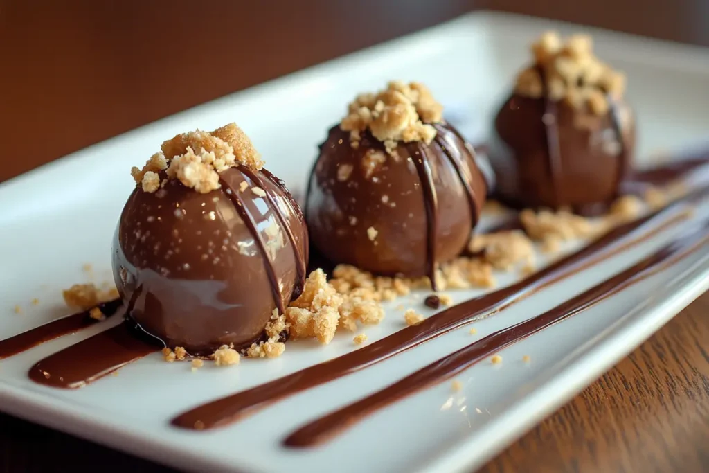 Delicious homemade peanut butter balls on a plate.