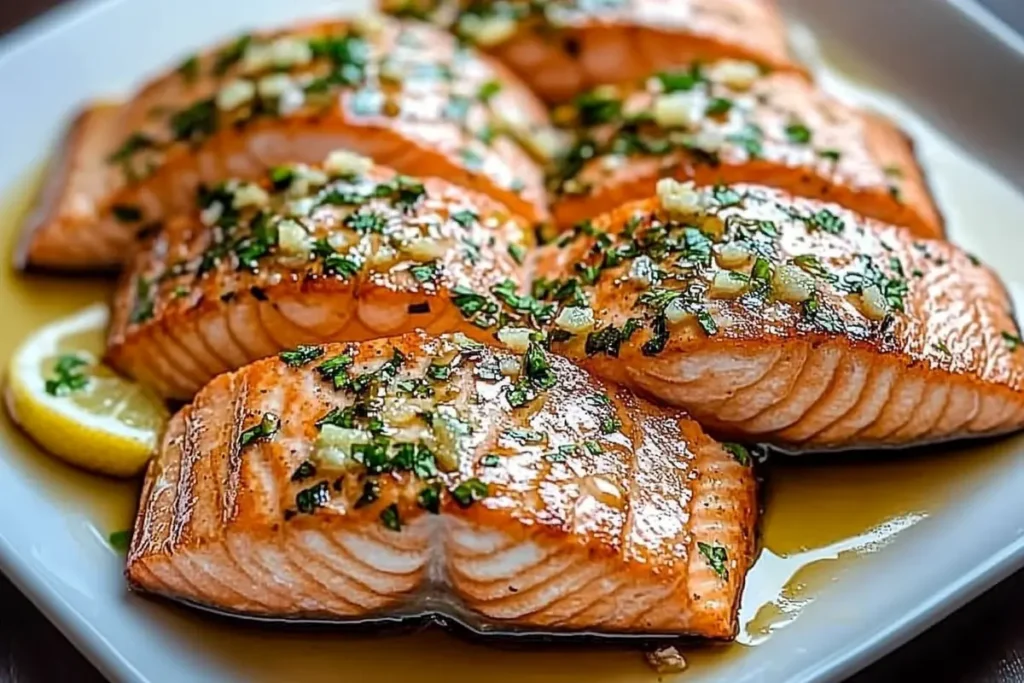 Perfectly pan-seared salmon on a plate