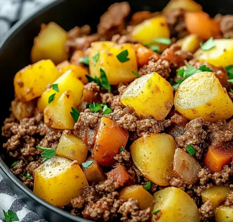 Ground beef recipes prepared in a skillet