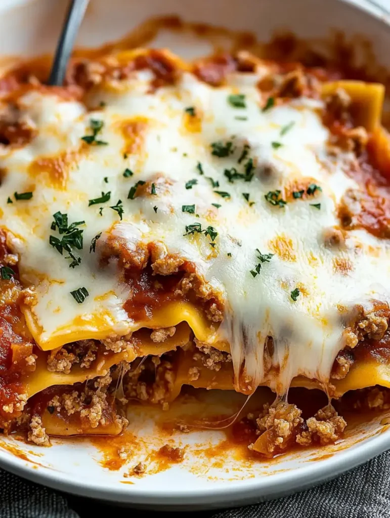 A plate of million dollar ravioli casserole with a side salad.